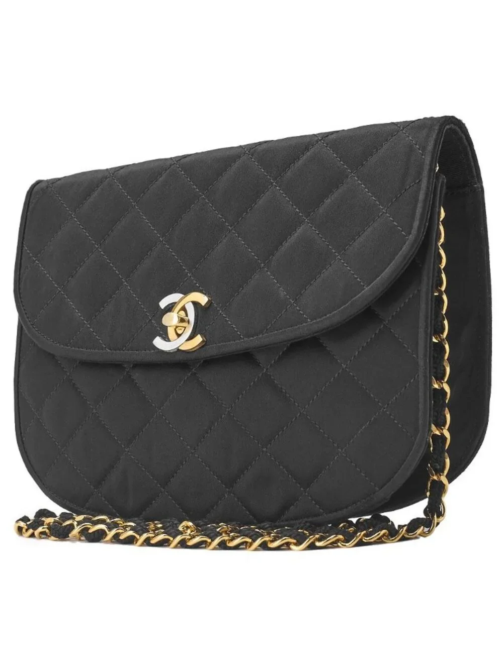 Chanel Quilted Paris Limited Chain Shoulder Satin Black with Gold and Silver - Picture 2 of 10
